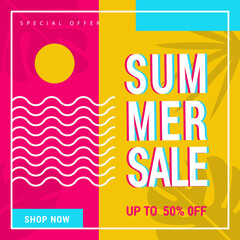 Eye catching summer sale mobile banners, Sale social media post or banner template