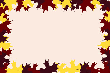 Autumn frame. Orange and red leaves for the background.