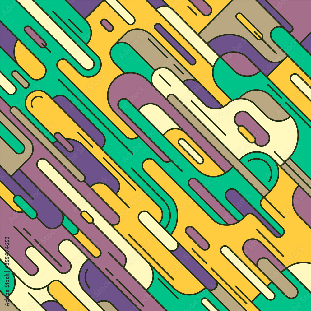 Poster retro style background with colorful design made of abstract rounded shapes and lines. vector illust