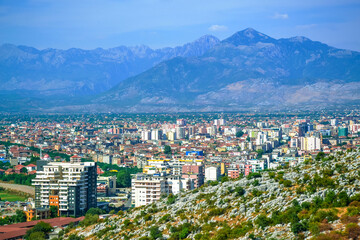 Fototapeta na wymiar A view from Rozafa Castle in Shkodra, Albania