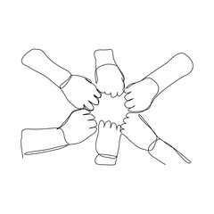 Continuous line drawing of arm hands fist bump together. vector illustration