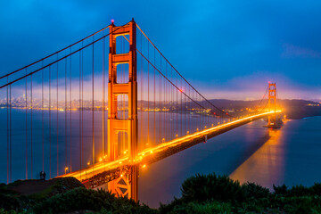 Panele Szklane Podświetlane  Widok na most Golden Gate, San Francisco, Kalifornia, USA