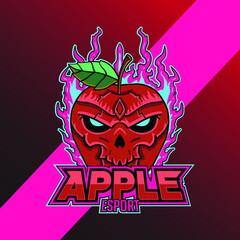 Esport Logo with Apple Fruit Concept. Illustration for Sport, Badge, Printing Design and Esport Team.