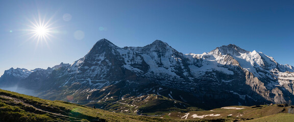 Fototapeta na wymiar Panorama of Eiger, Mönch and Jungfrau