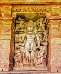 Sculpture of Hindu Deities at Durga Temple in Aihole, Bagalkot, Karnataka, India - The Galaganatha Group of temples