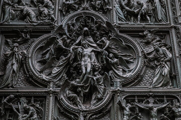 door details of Duomo of Milan, Italy. Cathedral