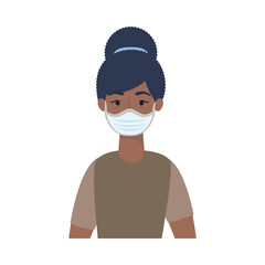 Woman avatar with medical mask vector design