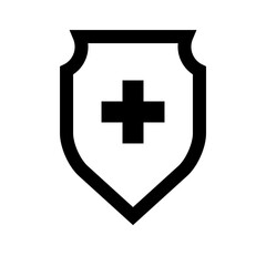 Medical health protection shield cross. Protected medicine guard shield icon concept. Safety mark badge