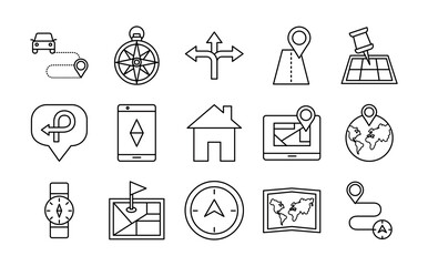 bundle of area and locations set icons