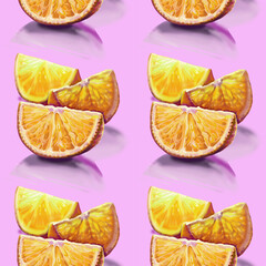 illustration of orange slices drawing pattern