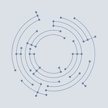 vector network line structure in circles with dots