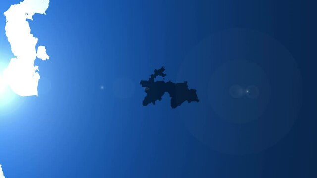 Tadjikistan. Map. Zooming into Tadjikistan on the globe.