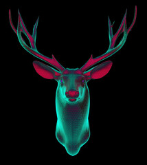 Luxury deer head abstract background. isolated background. 3d illustration
