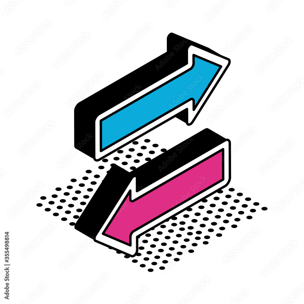 Poster before and next arrows isometric style icon vector design