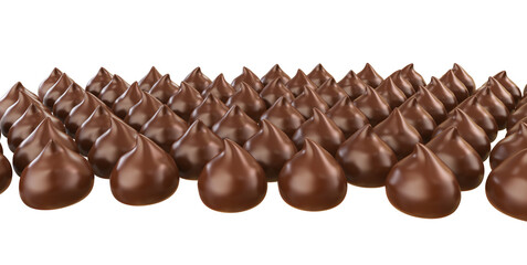 Chocolate drops praline . Isolated on white background. Clipping hath. 3d illustration
