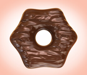 Delicious Chocolate Snack. Isolated background. Clipping path. 3d illustration