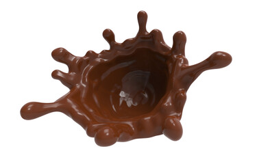 chocolate splash isolated background. Clipping path. 3d illustration.