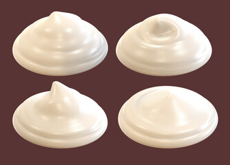 Set of mayonnaise. White cream. Isolated background. 3d illustration