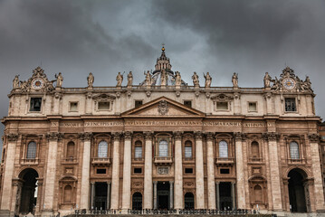 St. Peter's basilica with dark sky