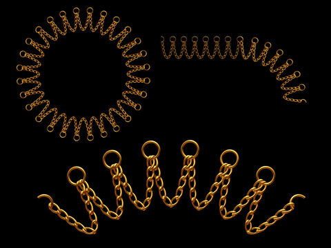 Ornament. Curved segment with ninety degree angle, combinable with a straight or fourtyfive degree version, which can be found with the search term Chain