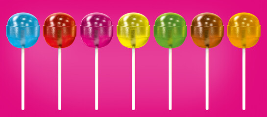 Set of colorful lollipop candy, isolated background. clipping path. 3d illustration.