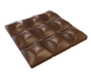 Milk chocolate bar isolated on white background. 3d rendering, Clipping path