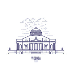 Villa Capra (Villa La Rotonda) - a famous landmark of Vicenza, northern Italy. A Neoclassical villa designed by Andrea Palladio. City sight vector icon in simple line art style