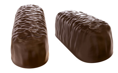 Delicious chocolate coated bar. Isolated background. clipping path. 3d illustration