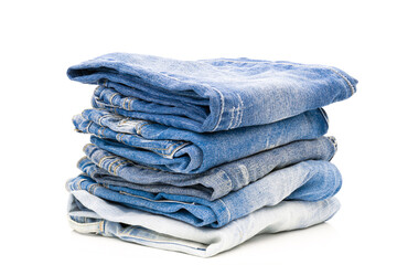 Jeans fold many on the white background