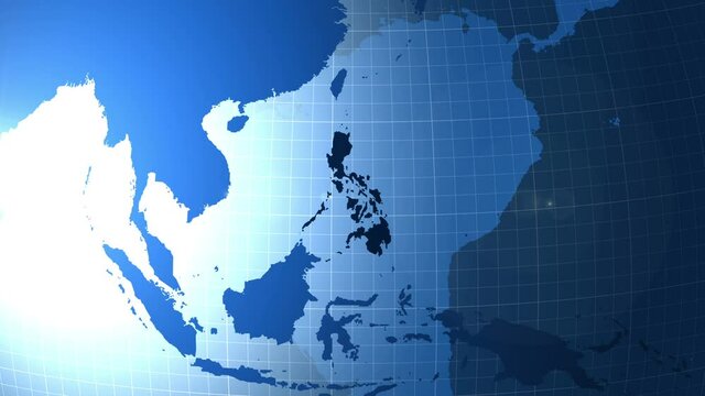 Philippines. Map. Zooming into Philippines on the globe.