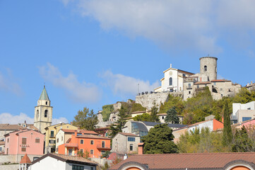 Obraz premium Panoramic view of San Marco dei Cavoti, an old town in the province of Benevento, Italy.