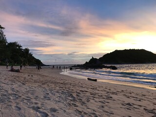 A beautiful sunset with amazing bright colors at Yanui beach, Phuket, Thailand 
