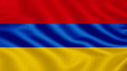 Obraz premium Flag of Armenia. Realistic waving flag 3D render illustration with highly detailed fabric texture.