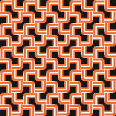 Vector seamless pattern texture background with geometric shapes, colored in black, orange, white colors.