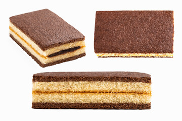 Delicious layer cake bar, isolated on white background. clipping path.