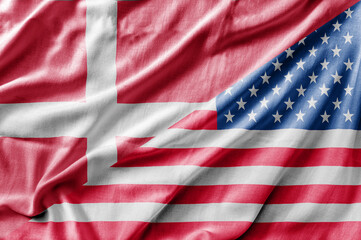 Obraz premium Mixed USA and Denmark flag, three dimensional render