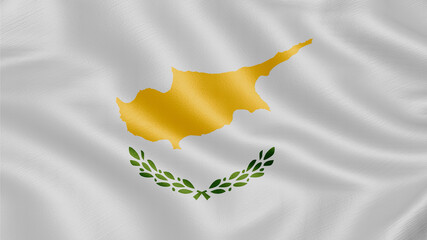 Flag of Cyprus. Realistic waving flag 3D render illustration with highly detailed fabric texture.