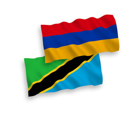 Flags of Armenia and Tanzania on a white background