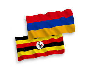 Flags of Armenia and Uganda on a white background
