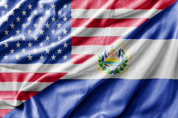 Mixed USA and El Salvador flag, three dimensional render