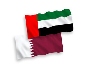 Obraz premium Flags of Qatar and United Arab Emirates on a white background