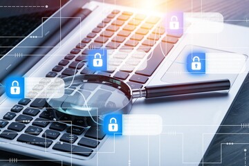 Hacker attack and data breach information concept