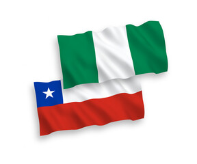 Flags of Chile and Nigeria on a white background