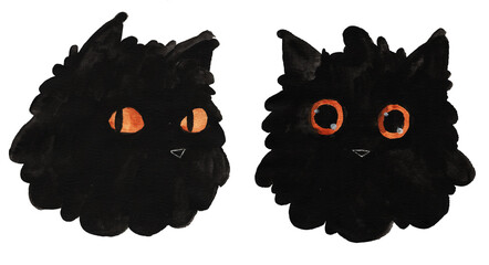 Watercolor cute black cat staring at you © Natalia
