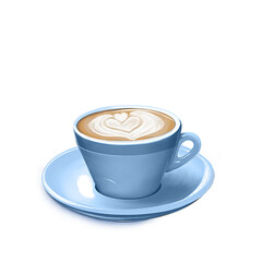 Hand drawn illustration. Heart shape coffee cup concept isolated on white background.