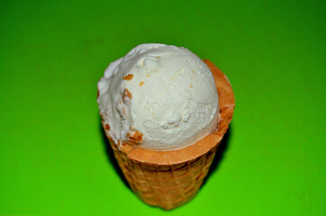 food photography: ice cream on a green background