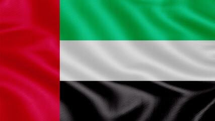 Flag of United arab emirates. Realistic waving flag 3D render illustration with highly detailed fabric texture.