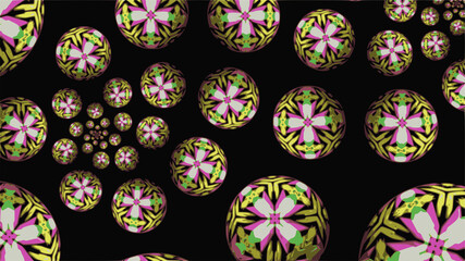 Ornate geometric wide pattern and artfully abstract multicolored background