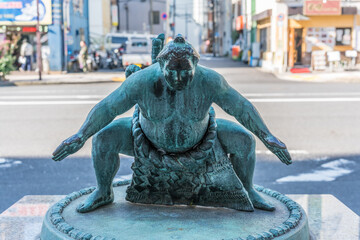Statue of a sumo wrestler fighter. Tokyo, Japan