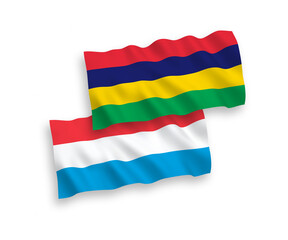 Flags of Mauritius and Luxembourg on a white background